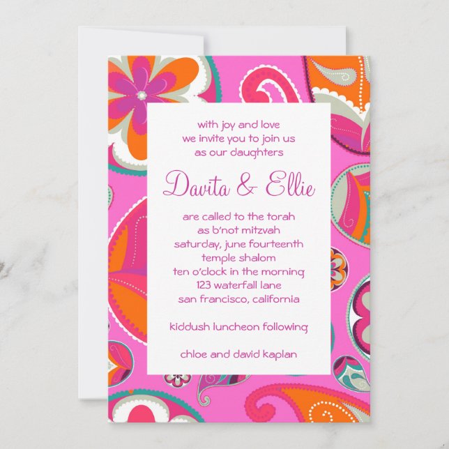 Bat Mitzvah Convite Davita Birthday Sweet 16 (Frente)