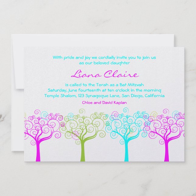 Bat Mitzvah Convite Liana Claire Shimmery (Frente)