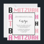Bat Mitzvah Convite para o tema Rosa e Negro<br><div class="desc">Bat Mitzvah Convite no tema Rosa e Negro. Verifique estes itens correspondentes disponíveis no compro. * Camisola-d'água * Carroçaria *Carroçaria * Saco de Tote *Tote *Tot *Mug</div>