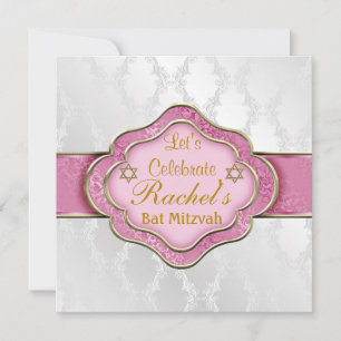 Bat Mitzvah CONVITE PINK ELEGANTE BRANCO