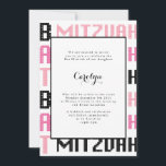 Bat Mitzvah Convite Preto e Rosa<br><div class="desc">Bat Mitzvah Convite em Rosa e Negro. Verifique estes itens correspondentes disponíveis no compro. * Camisola-d'água * Carroçaria *Carroçaria * Saco de Tote *Tote *Tot *Mug</div>