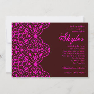 Bat Mitzvah Convite Skyler Brown Pink Vintage
