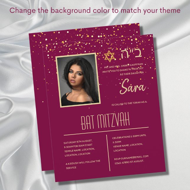 BAT MITZVAH convoca Cartões com fotos judeus legan (Criador carregado)