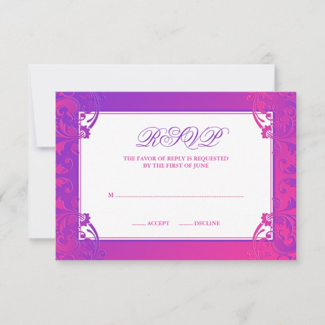 Bat Mitzvah, cor-de-rosa púrpura, RSVP (Frente)
