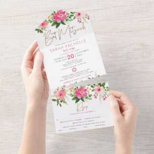 Bat Mitzvah Dourado Tipo Floral Rosa Aquarela Fest