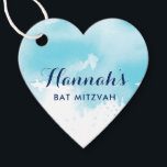 BAT MITZVAh favorita etiqueta aqua azul moderna<br><div class="desc">pelo kat massard >> https://linktr.ee/simplysweetpaperie <<< Uma marca em forma de coração fofo é perfeita para as etiquetas favoritas do seu evento especial.</div>