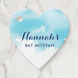 BAT MITZVAh favorita etiqueta aqua azul moderna