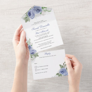 Bat Mitzvah, Flores de Aquarelas Azuis e Prateadas