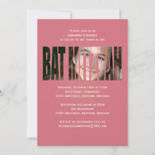 Bat Mitzvah Foto Convite a Rosa