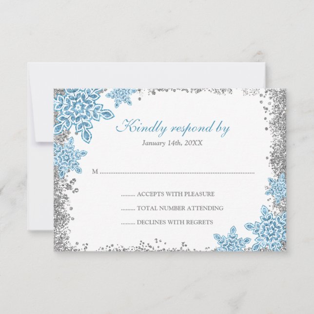 Bat Mitzvah Glam Winter Wonderland Blue RSVP (Frente)