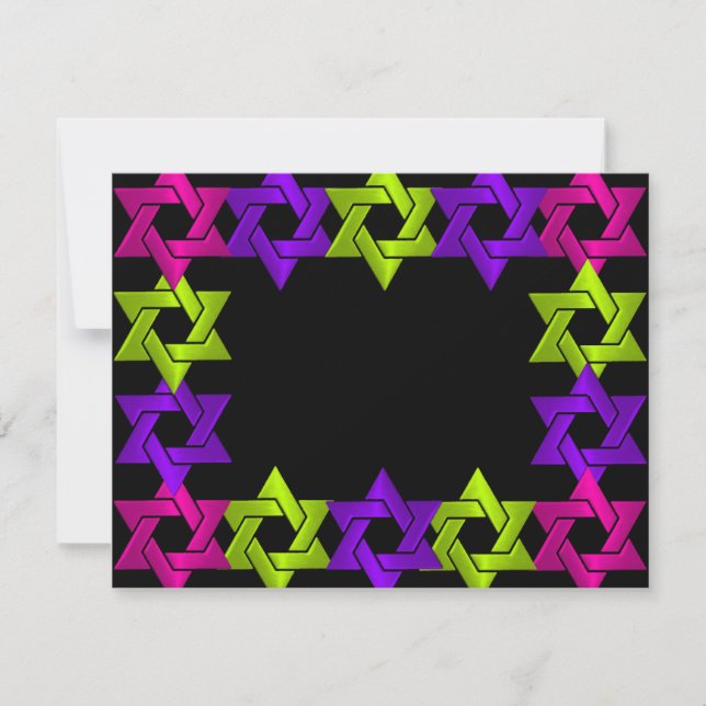 Bat Mitzvah Green RSVP de qualquer cor (Frente)