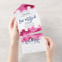 BAT MITZVAH linda letra à mão rosa aquarela