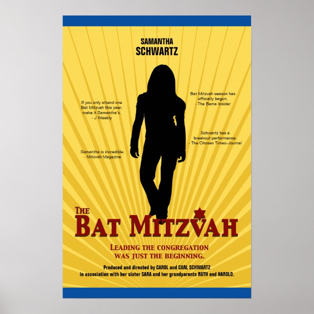 Bat Mitzvah Movie Star Yellow Poster (Frente)