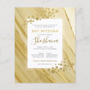 Bat Mitzvah Orçamento Glitter Monograma Dourado