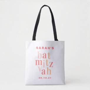 Bat Mitzvah Pink Modern Typografia Tote Bag