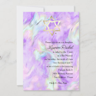Bat Mitzvah Purple Tie Dye Design Convite