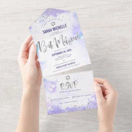 Bat Mitzvah Purple Watercolor Script Modern
