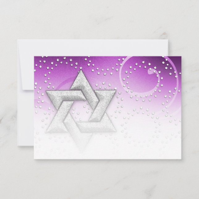 Bat Mitzvah Raspberry Shimmer - Placa RSVP (Frente)