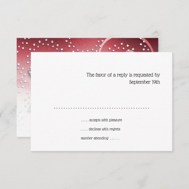 Bat Mitzvah Red Shimmer Star de David RSVP Card (Frente/Verso)