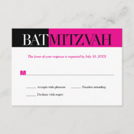 Bat Mitzvah Reply RSVP do Bloco Fúcsia Preto