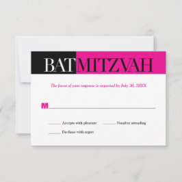Bat Mitzvah Reply RSVP do Bloco Fúcsia Preto