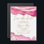 Bat Mitzvah Rosa Dourada Glitter Agate Salvar Data<br><div class="desc">O brilho dourado rosa e falso agata com uma estrela dourada de David decora esta elegante coloração d'água Bat Mitzvah Salve o cartão de anúncio Data. Este design apresenta um agato de mármore cor-de-rosa acentuado com brilho de ouro falso. Seus detalhes de celebração podem ser personalizados em uma caligrafia moderna...</div>