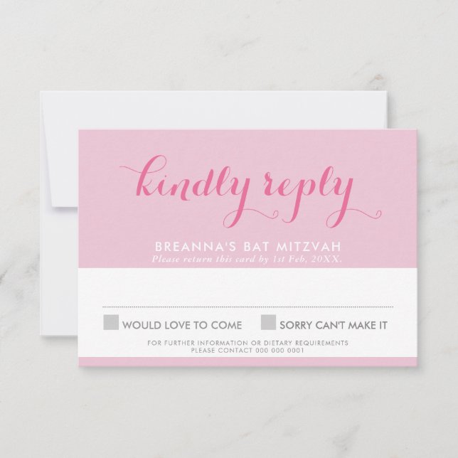 BAT MITZVAH RSVP — na moda estrela fofa david rosa (Frente)