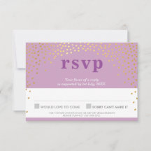 BAT MITZVAH RSVP — roxo de confete de ouro giro