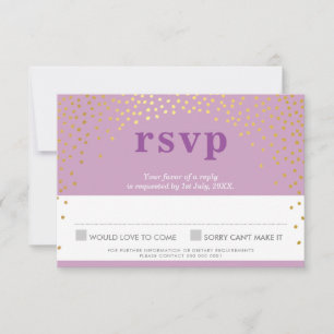 BAT MITZVAH RSVP — roxo de confete de ouro giro