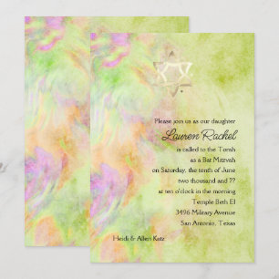 Bat Mitzvah Verde limão Tie Dye Convite