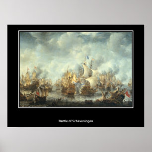 Batalha do poster vintage 1653 de Scheveningen