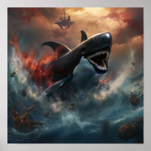 Batalha épica: Orca vs Kraken Poster - Um U emocio