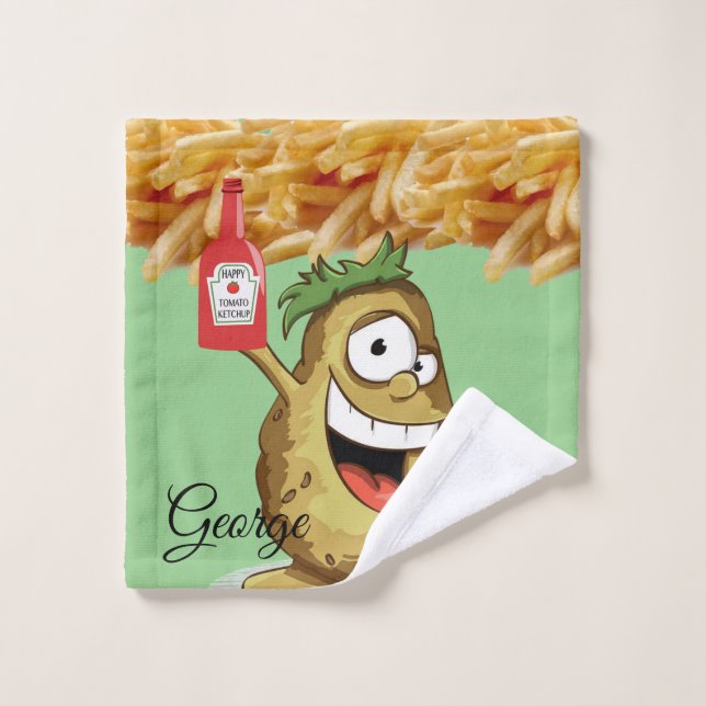 Batata Fritas Francesas Ketchup Conjuntos de Toalh (Pano de lavar)