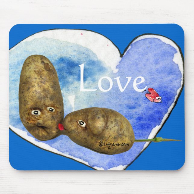 Batatas engraçadas no coração Mousepads do amor (Frente)