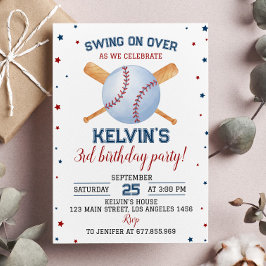 Bateria de Convite de Aniversário de Baseball Acim