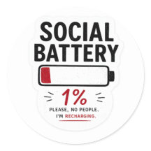 Bateria Social Baixa Adesivo Engraçado para Introv