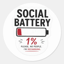 Bateria Social Baixa Adesivo Engraçado para Introv