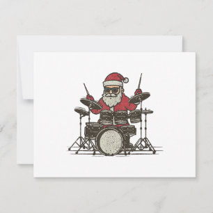 Baterista Natal Engraçado Vintage Papai Noel Tocan