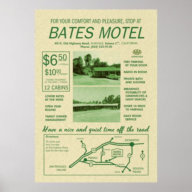 Bates Motel Advertisement Poster (Frente)