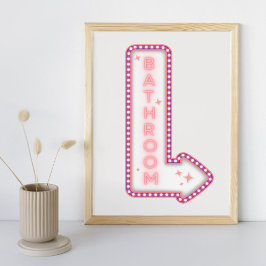 Bathroom Neon Modern Retro Sinal Poster