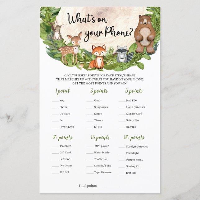 Batilha de madeira de animais de floresta O que há (Frente)