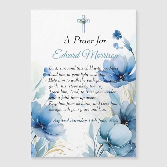 Batismo Azul-Derramante Floral Elegante (Frente)