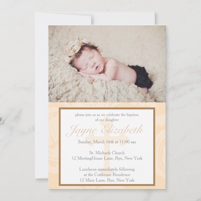 Batismo Beneficia Convite Cristal - Rosa (Frente)