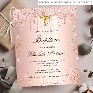 Batismo blush rosa dourado convite para brilhar