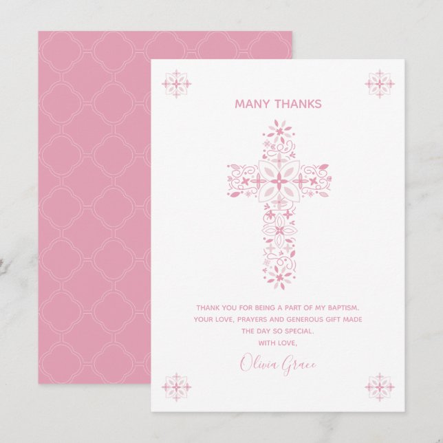 Batismo, Cartões de agradecimentos - Nota personal (Frente/Verso)