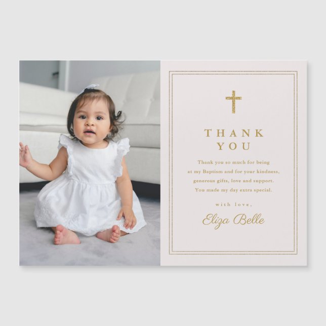 Batismo Clássico com Foto em Cruz Dourada (Frente)