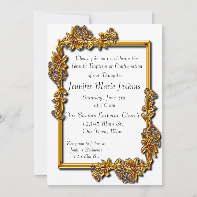 Batismo, Convite à Celebração de Confirmação (Frente)