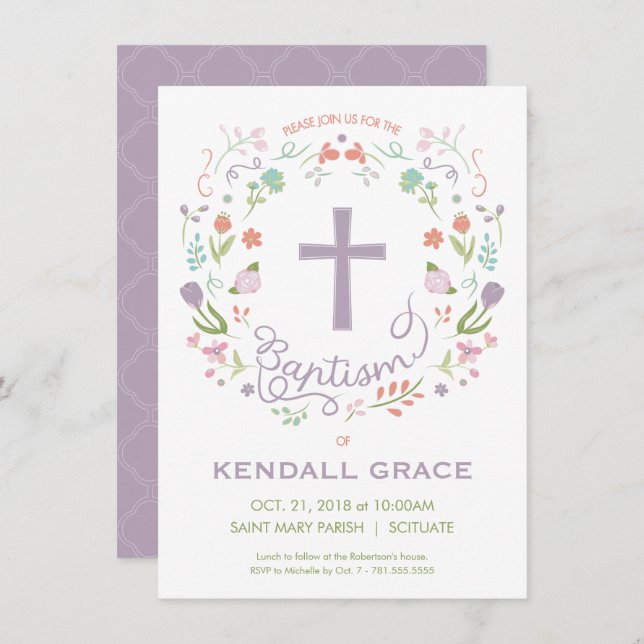 Batismo, Convite de Natal para Menina - Personaliz (Frente/Verso)