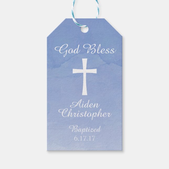 Batismo de Aquarela Azul ou Etiqueta de Presente C (Frente)