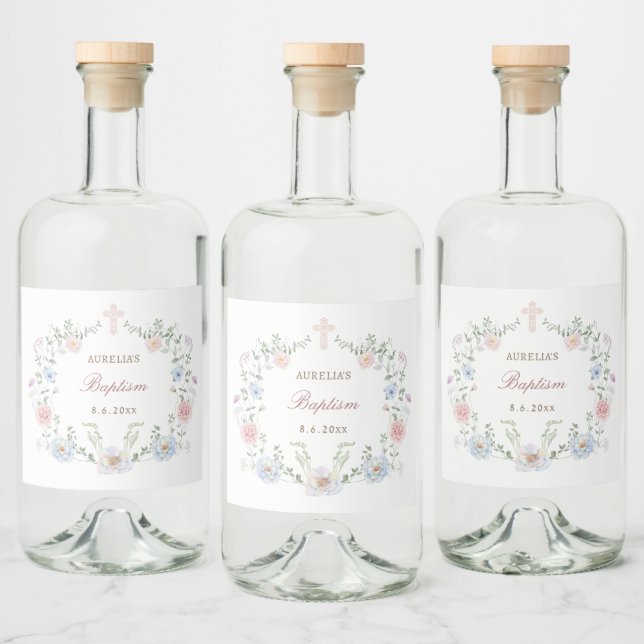 Batismo de Frame Floral Elegante (Garrafas)